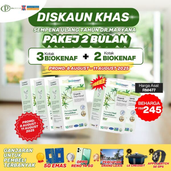 Pakej 2 Bulan (3 + 2 Kotak BioKenaf)