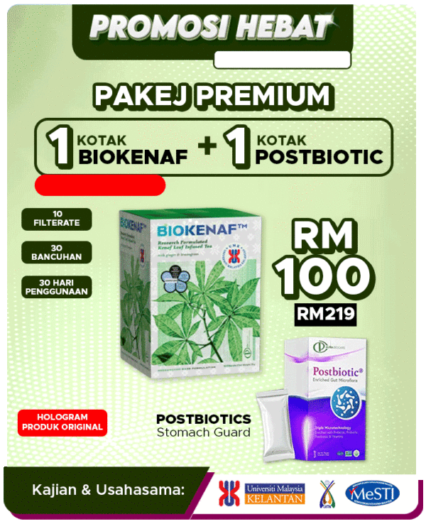 Pakej Premium (1 Kotak BioKenaf + 1 Postbiotic)