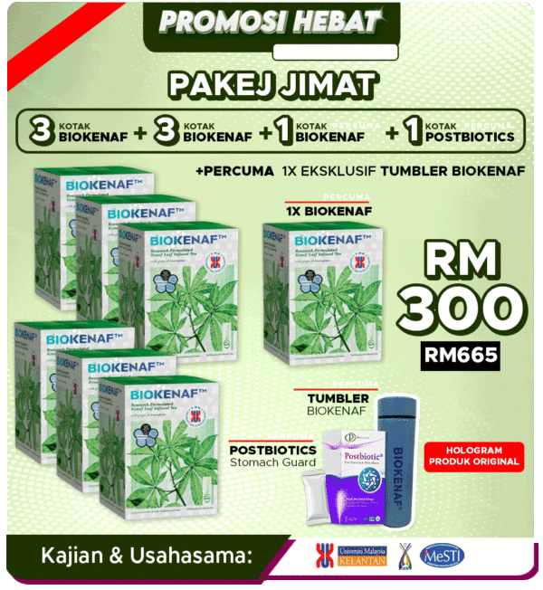 Pakej Jimat (7 Kotak Biokenaf) FREE 1 Postbiotic + 1 Tumbler